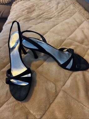 Stuart Weitzman Black Strappy Slingback Heels